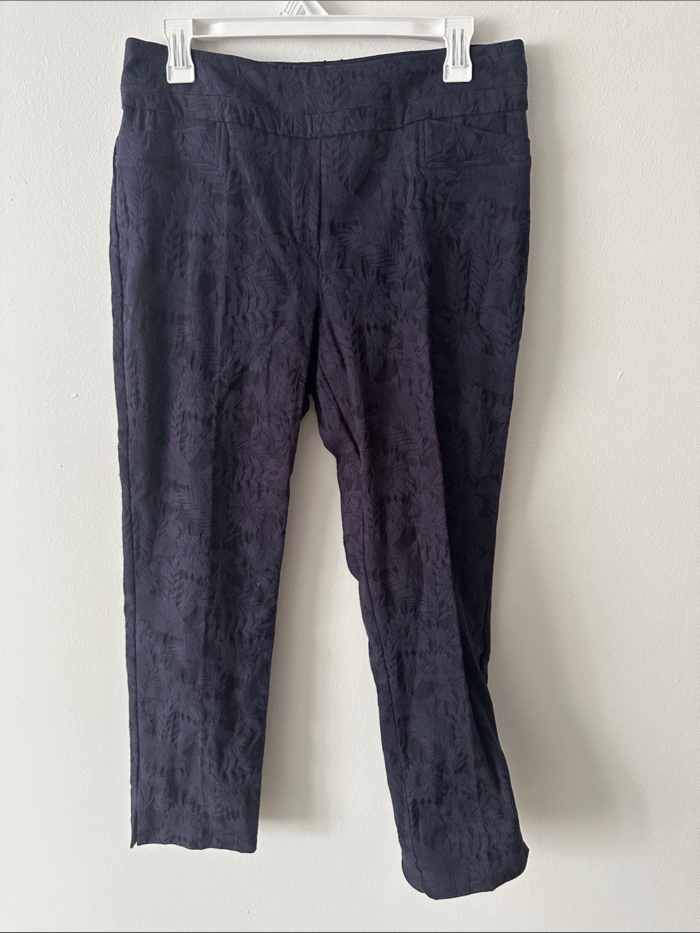 Renuar Navy Textured Ankle Pants
